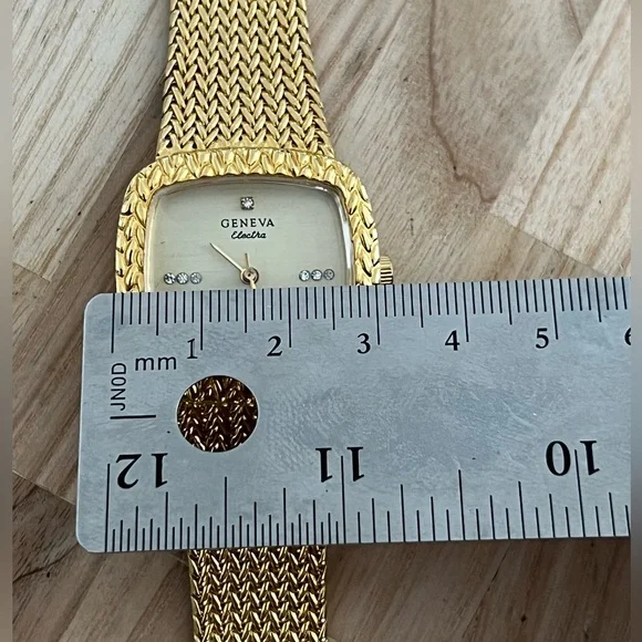 Geneva Electra Diamond Ladies Watch Gold Tone Weave Bracelet  display picture 1